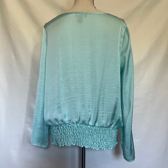 CARTISE Smocked Peasant Womens Top Size 8 Mint Rolled Puff Long Sleeve Mermaid - Picture 6 of 10